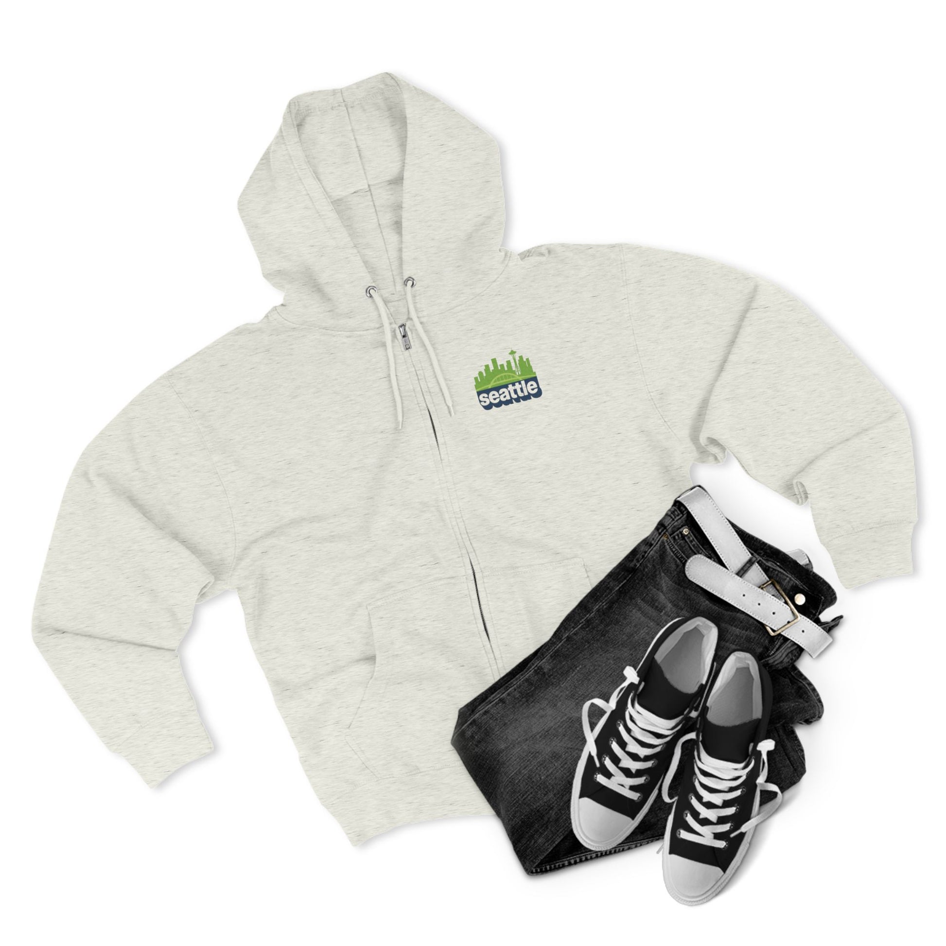 Seattle Unisex Zip Hoodie - Cozy Streetwear, Perfect for Gifting, Travel, Outdoor Adventures, Sports Events, Graphic Sweatshirt