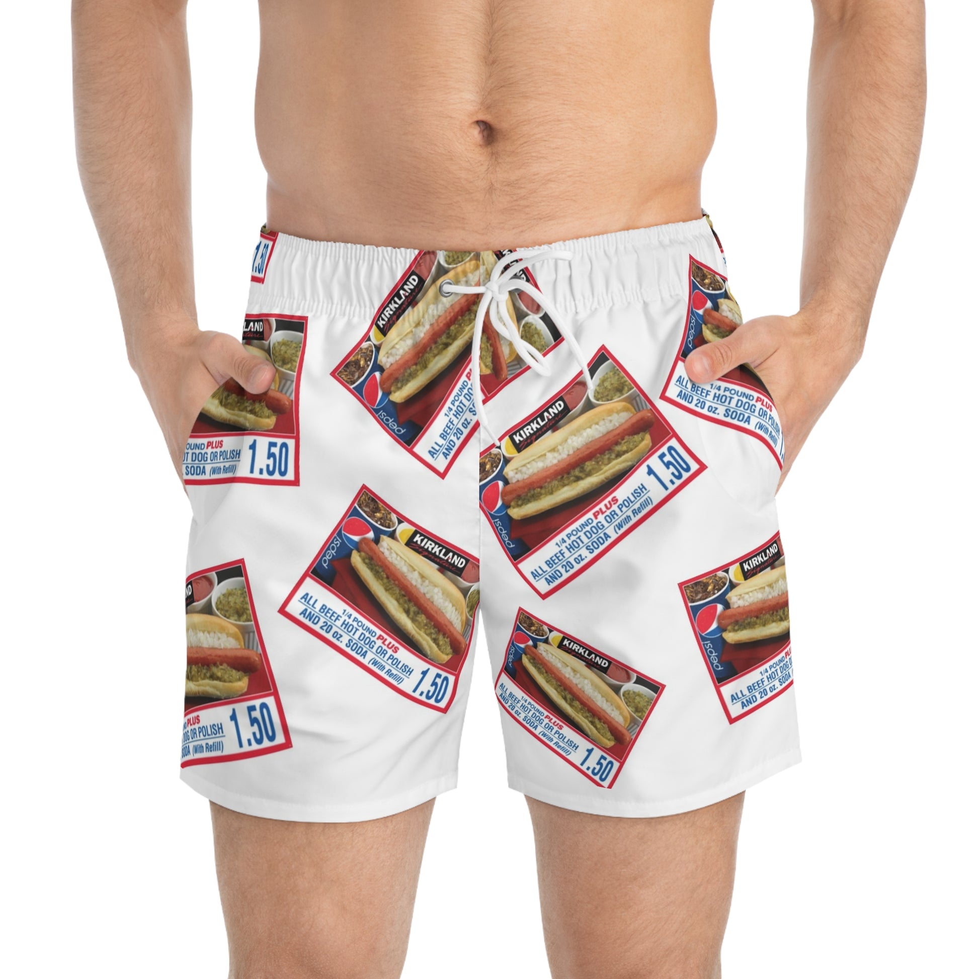Fun Foodie Swim Trunks, Summer Beachwear, BBQ Party Shorts, Gift for Grill Lovers, Festive Pool Attire