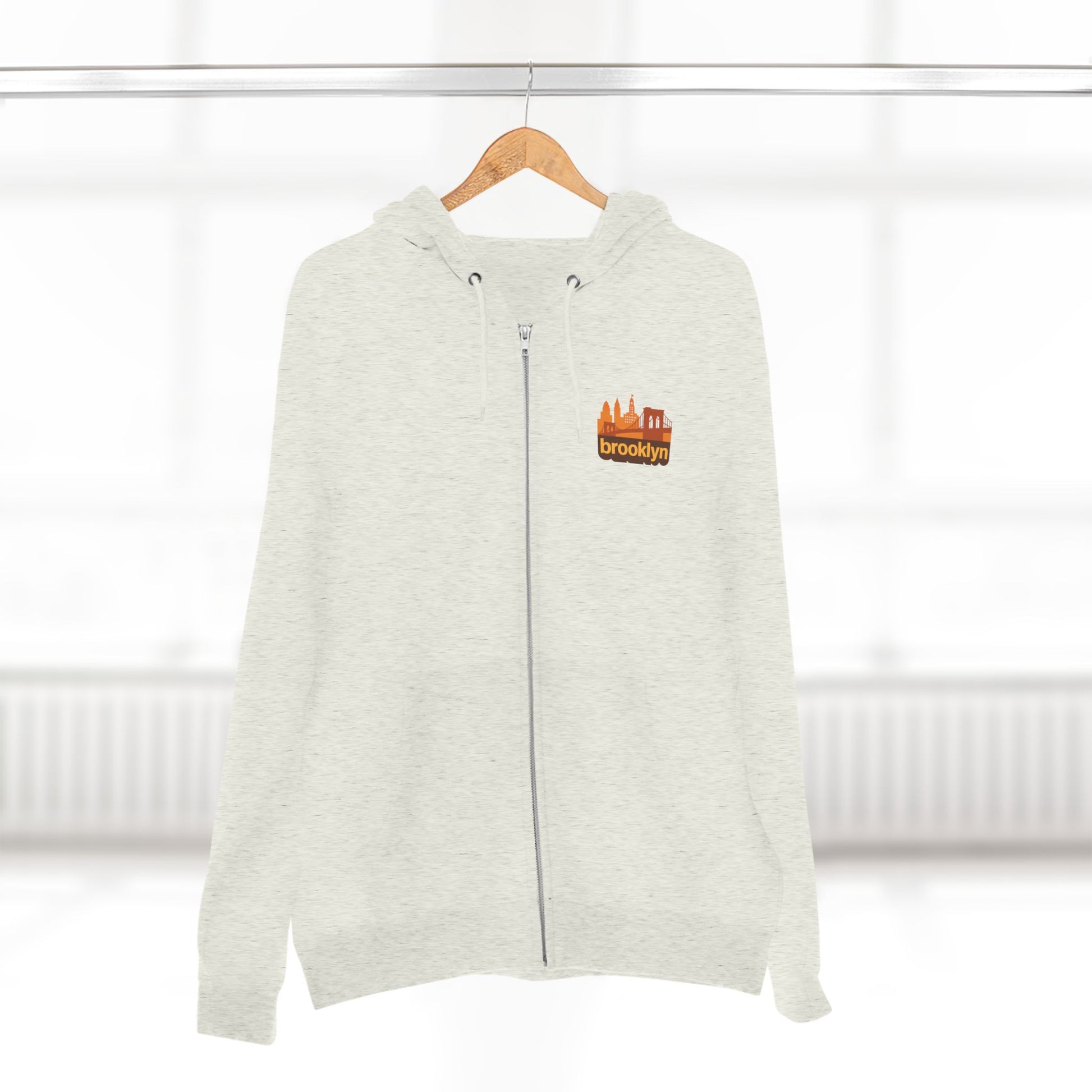 Brooklyn Skyline Unisex Zip Hoodie, Casual Wear, Gifts for Him and Her, Travel Hoodie, Streetwear Style, Cozy Layering