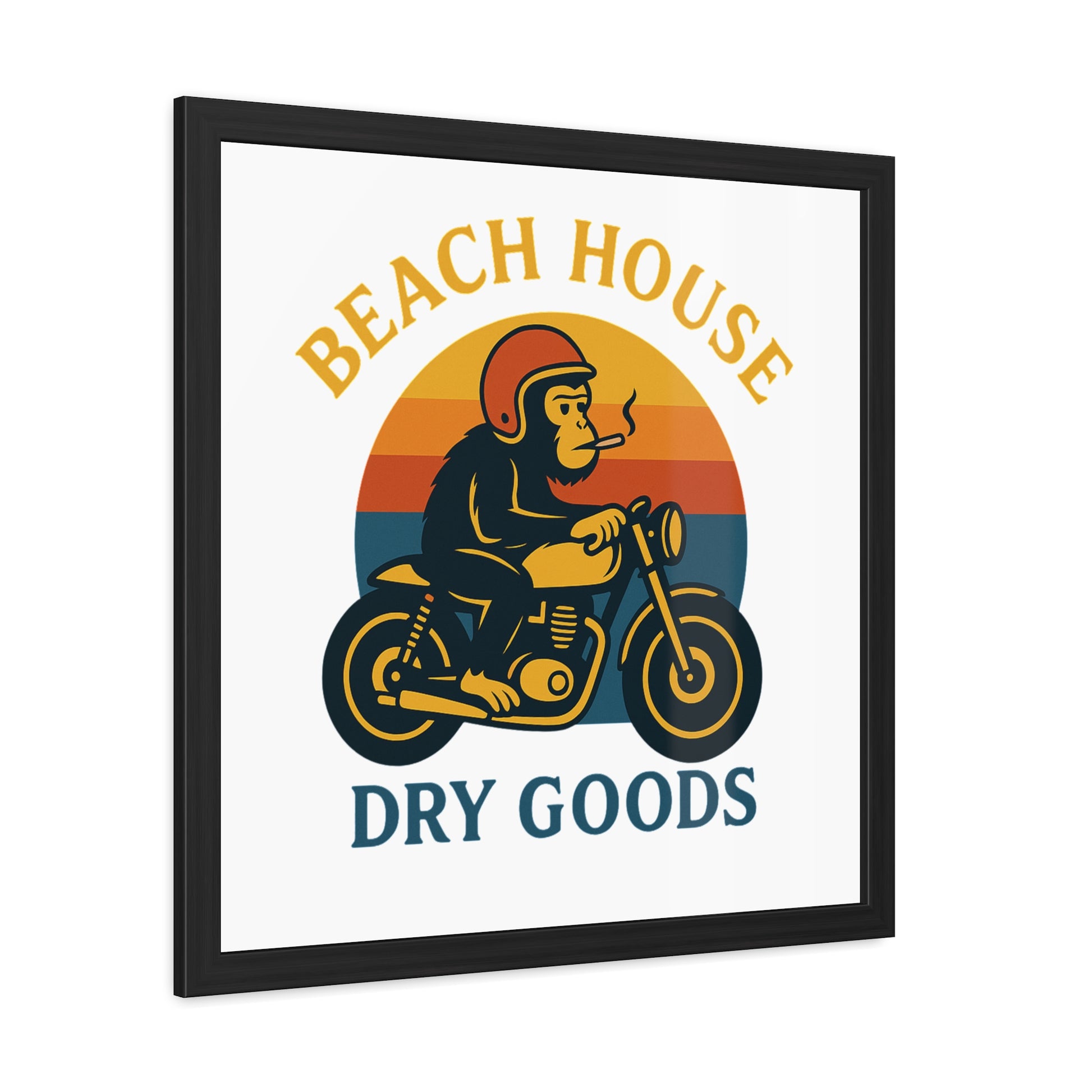 Chic Monkey Art Print, Vintage Beach House Decor, Motorcycle Wall Art, Retro Gift for Animal Lovers, Unique Home Decor