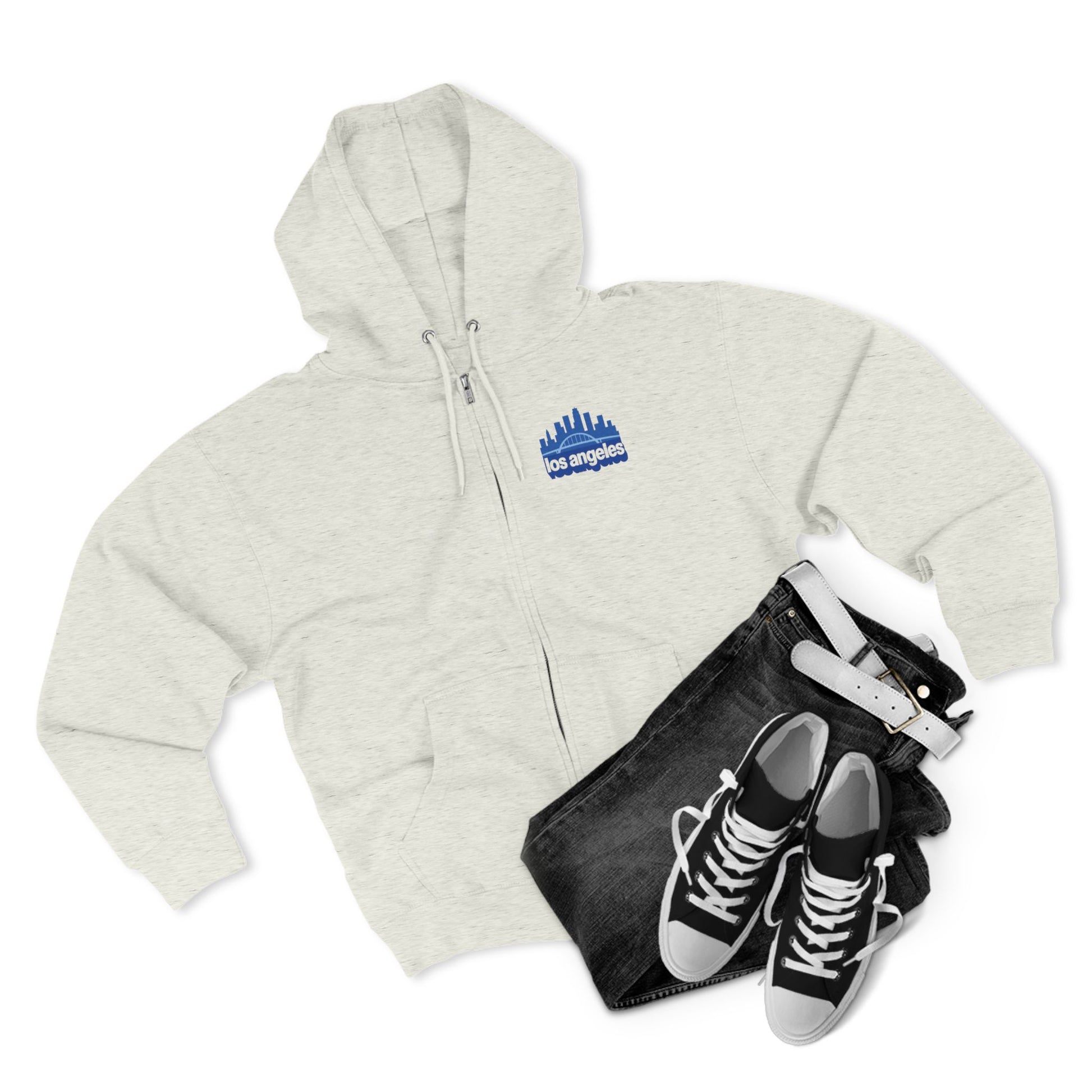 Los Angeles Skyline Unisex Zip Hoodie, Casual Streetwear, Travel Souvenir, Gift for Him or Her, Cozy Layering Piece