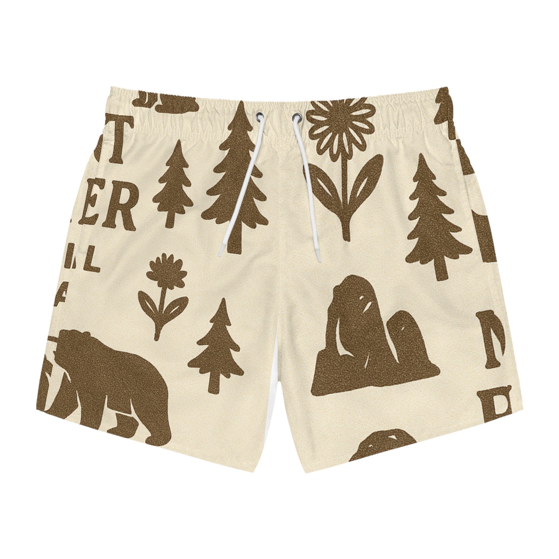 Nature-Inspired Swim Trunks, AOP Beach Shorts, Outdoor Adventure, Camping Gear, Summer Swimwear, Fun Gift Ideas