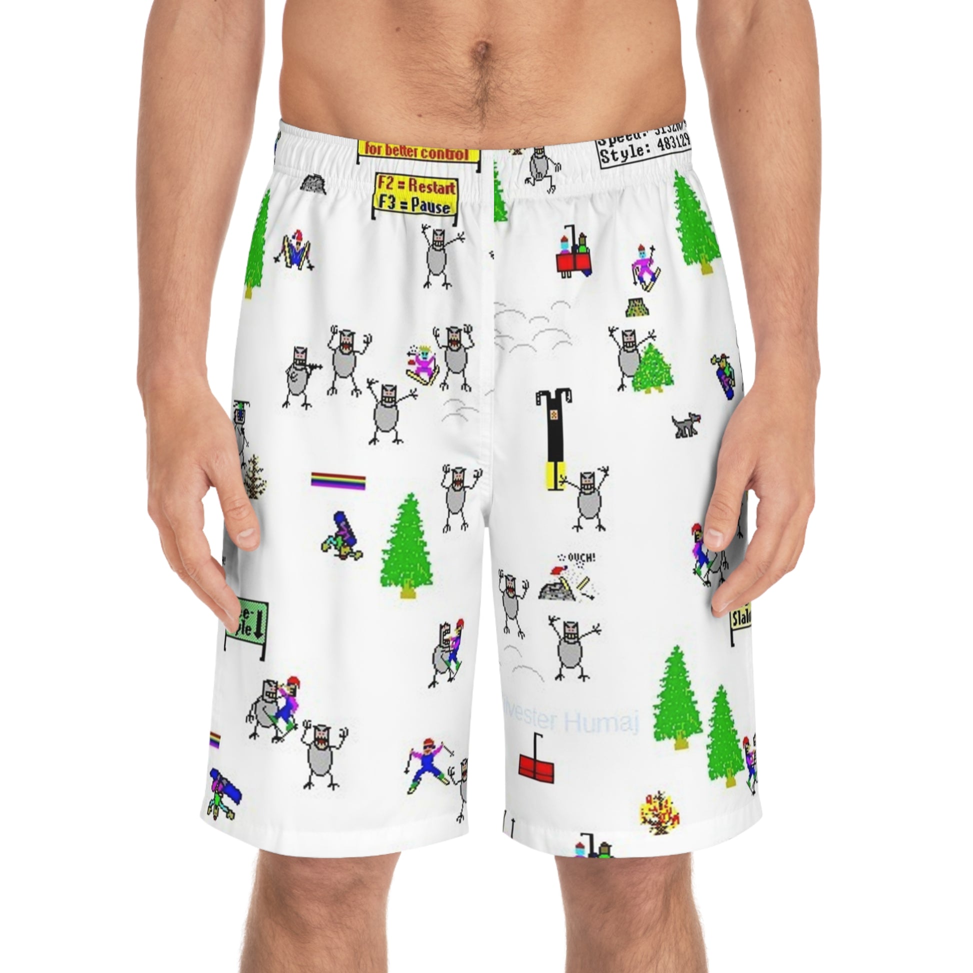 Men's Fun Graphic Board Shorts - Summer Swimwear, Beachwear, Vacation Outfit, Pool Party Essential, Active Lifestyle Gear