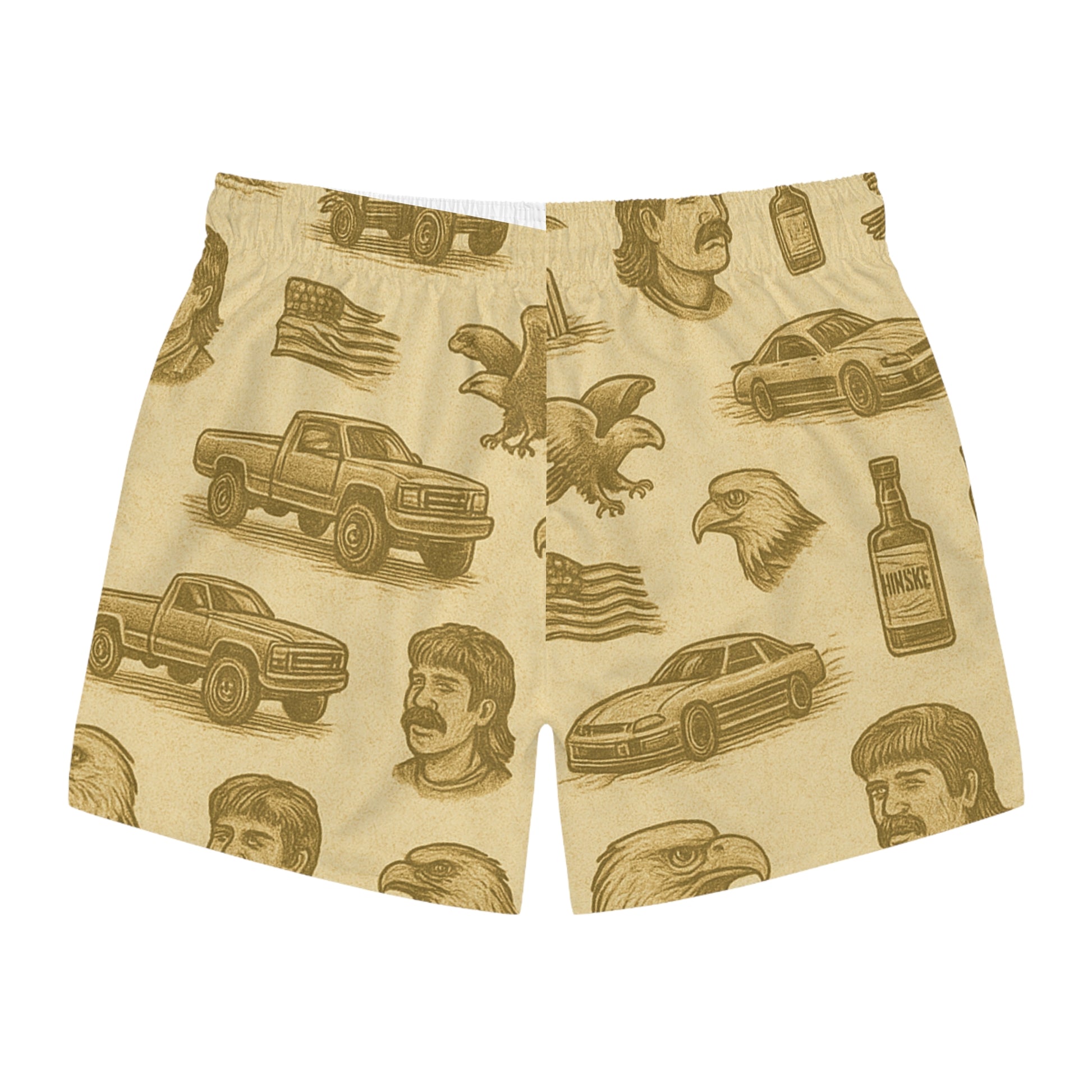 Patriotic Swim Trunks, Fun Beach Wear, Summer Pool Shorts, Men's Swimwear, Outdoor Adventure Trunks, Great for Vacation