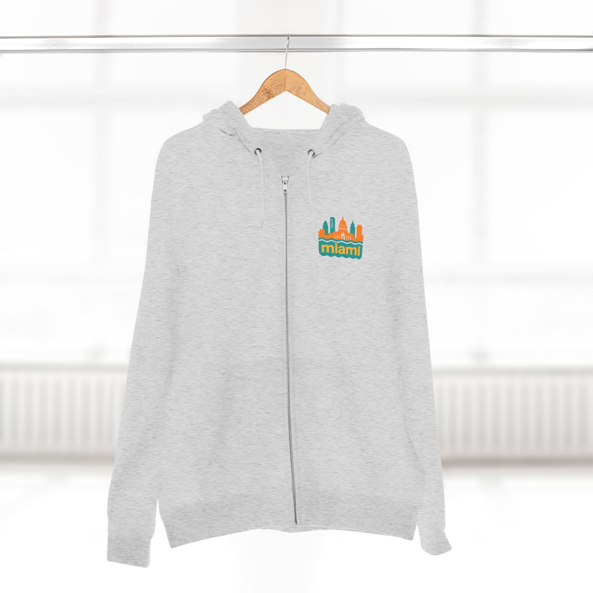 Miami Skyline Unisex Zip Hoodie, Stylish Jacket for Everyday Wear, Perfect for Travel, Gift for Him or Her, Casual Streetwear