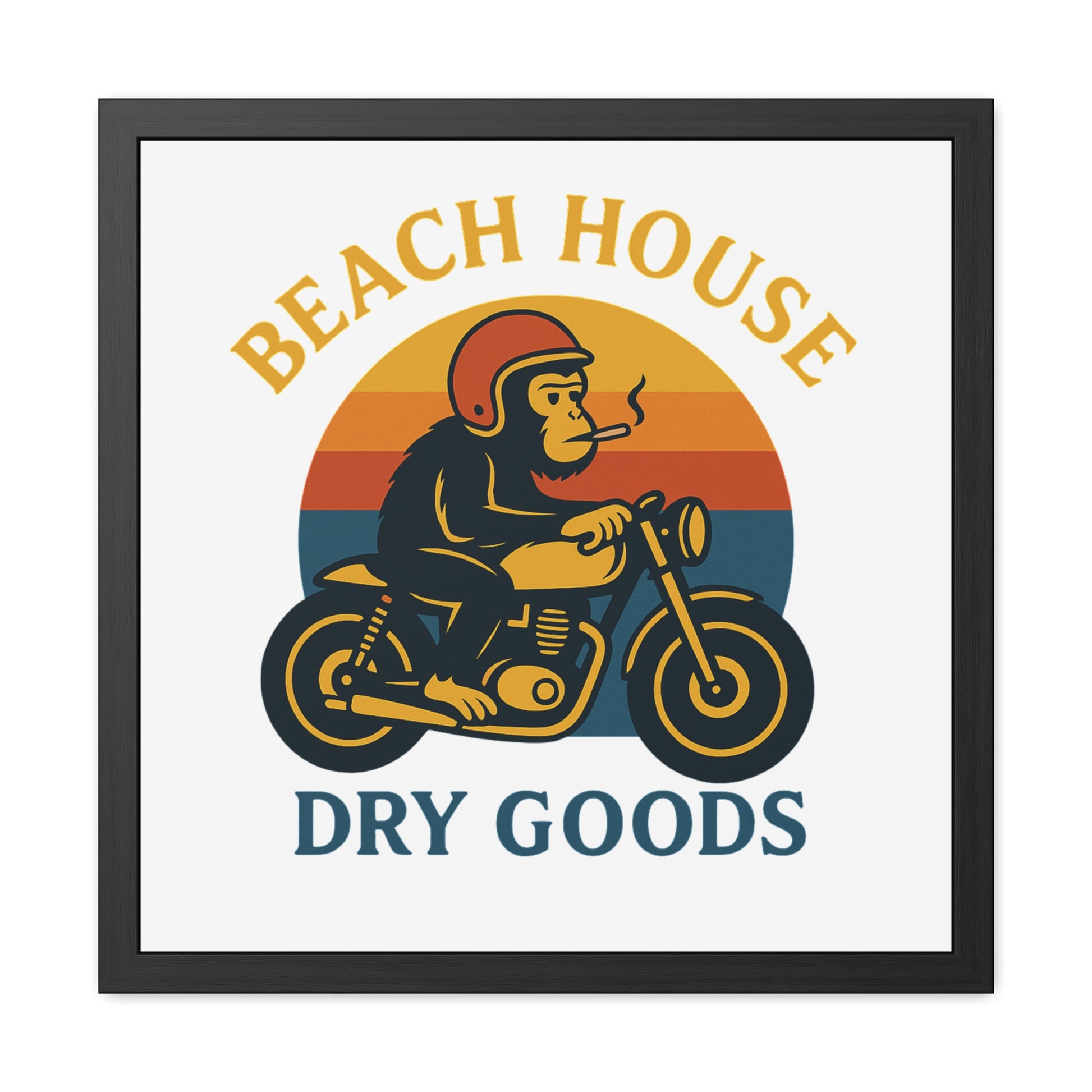 Chic Monkey Art Print, Vintage Beach House Decor, Motorcycle Wall Art, Retro Gift for Animal Lovers, Unique Home Decor