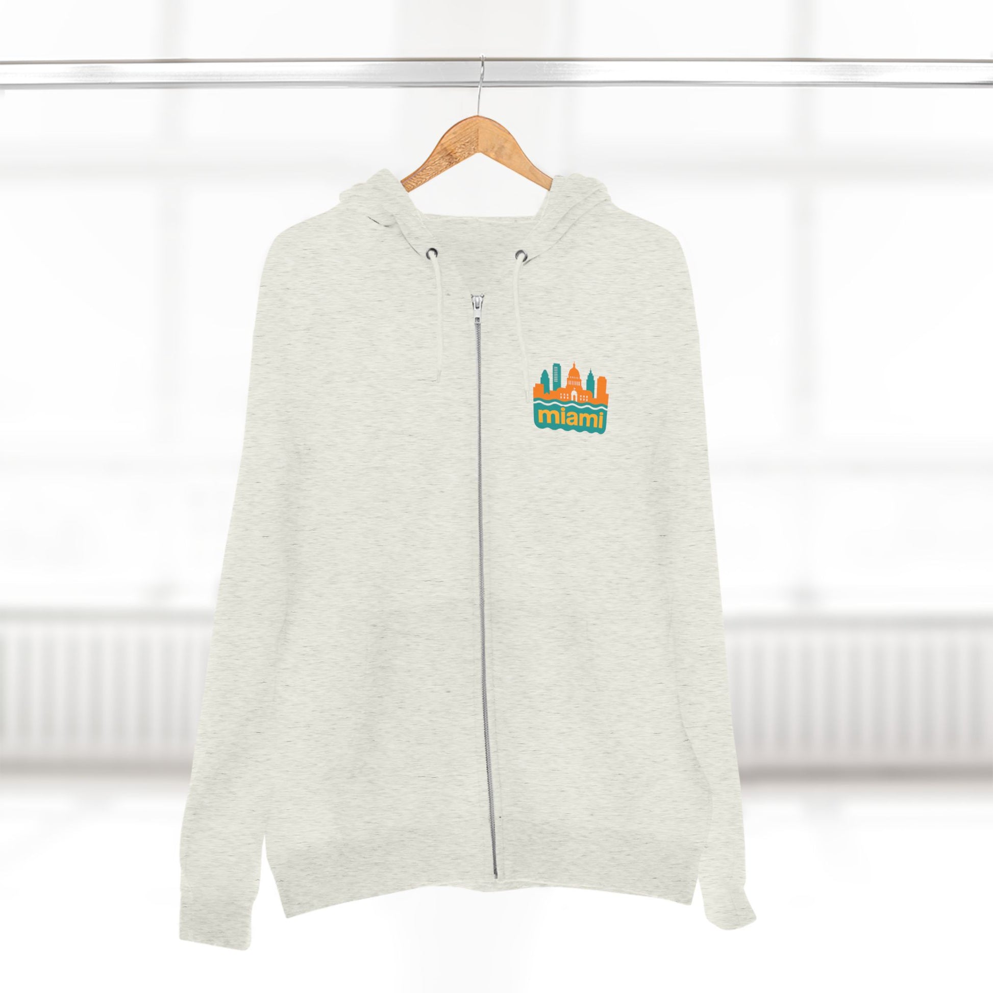 Miami Skyline Unisex Zip Hoodie, Stylish Jacket for Everyday Wear, Perfect for Travel, Gift for Him or Her, Casual Streetwear