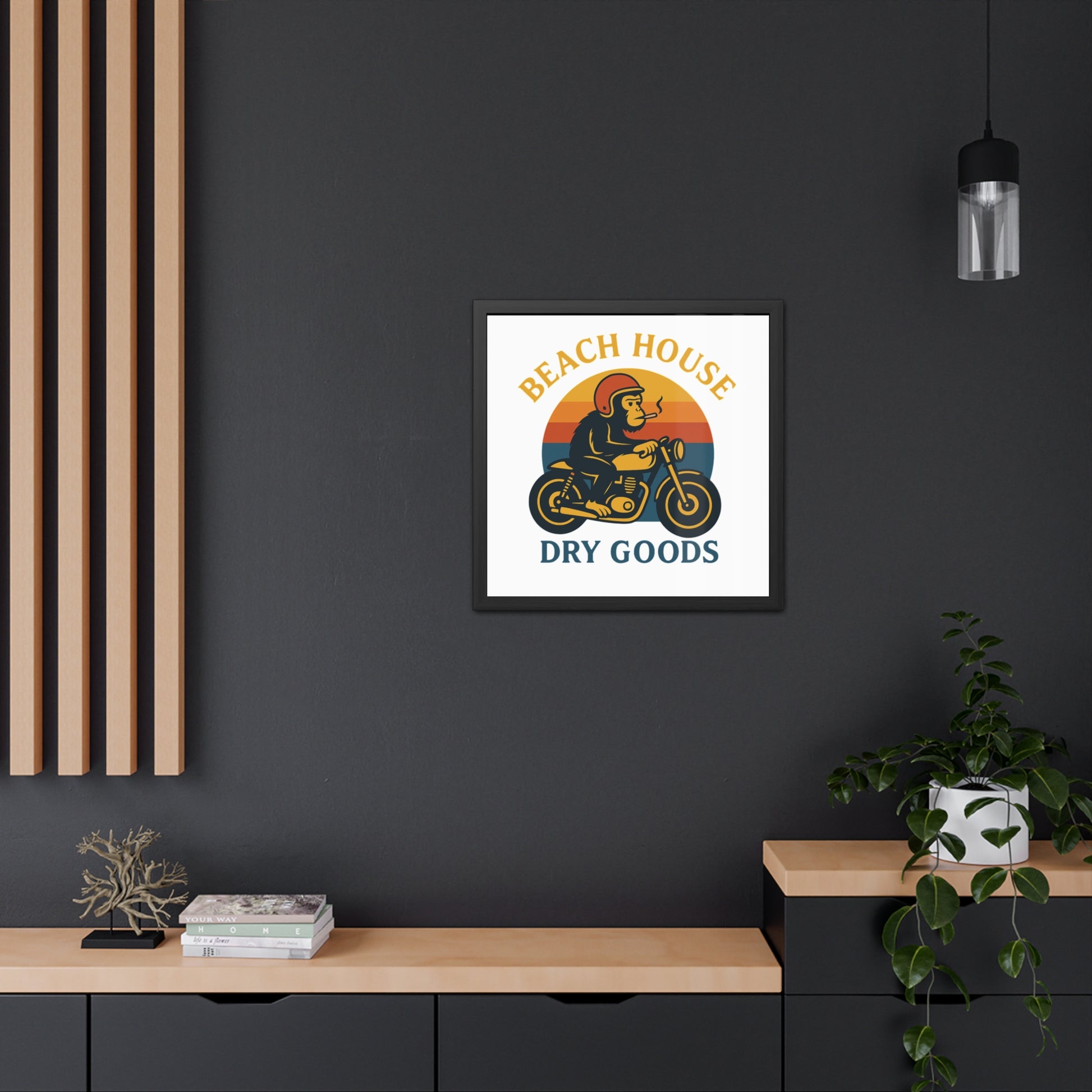 Chic Monkey Art Print, Vintage Beach House Decor, Motorcycle Wall Art, Retro Gift for Animal Lovers, Unique Home Decor