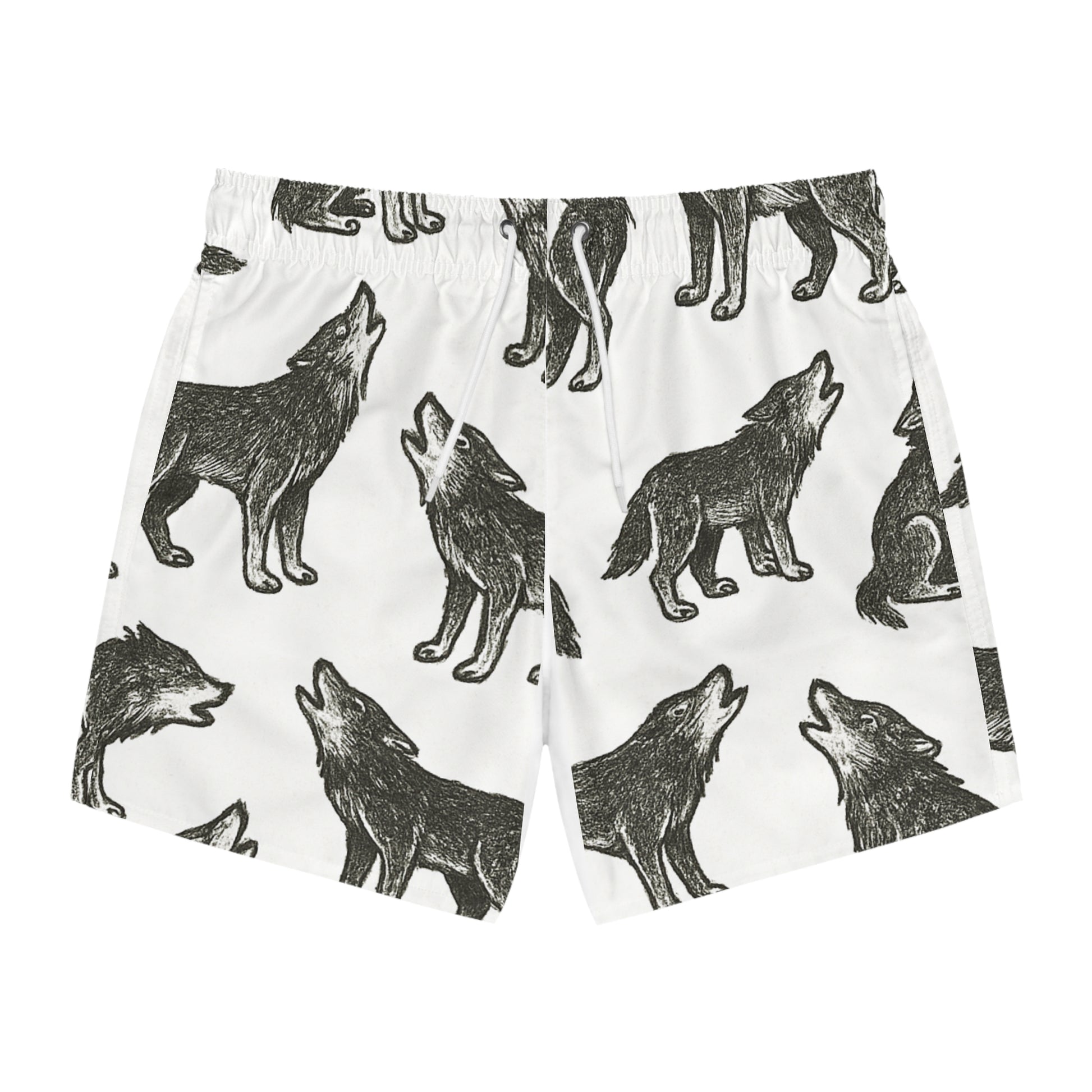 Howling Wolf Swim Trunks, Beach Shorts, Summer Fashion, Outdoor Swimming, Men's Swimwear, Unique Gift for Him