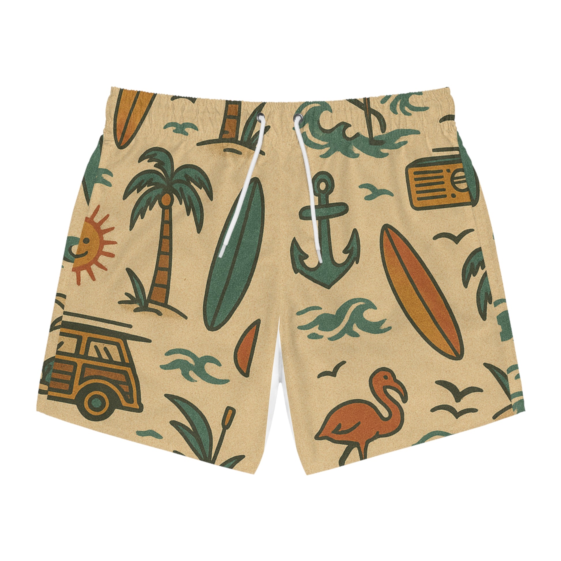 Tropical Print Men's Swim Trunks, Beach Ready Boardshorts, Fun Vacation Shorts, Summer Essentials, Gift for Dad, Pool Party Gear