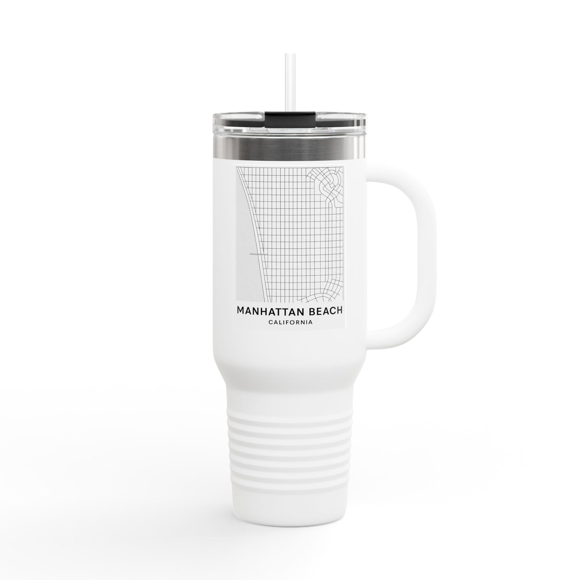 Manhattan Beach Insulated Travel Mug | 40oz Coffee Tumbler | Perfect for Beach Lovers, Gifts for Adventurers, Travel Companion, Summer Fun