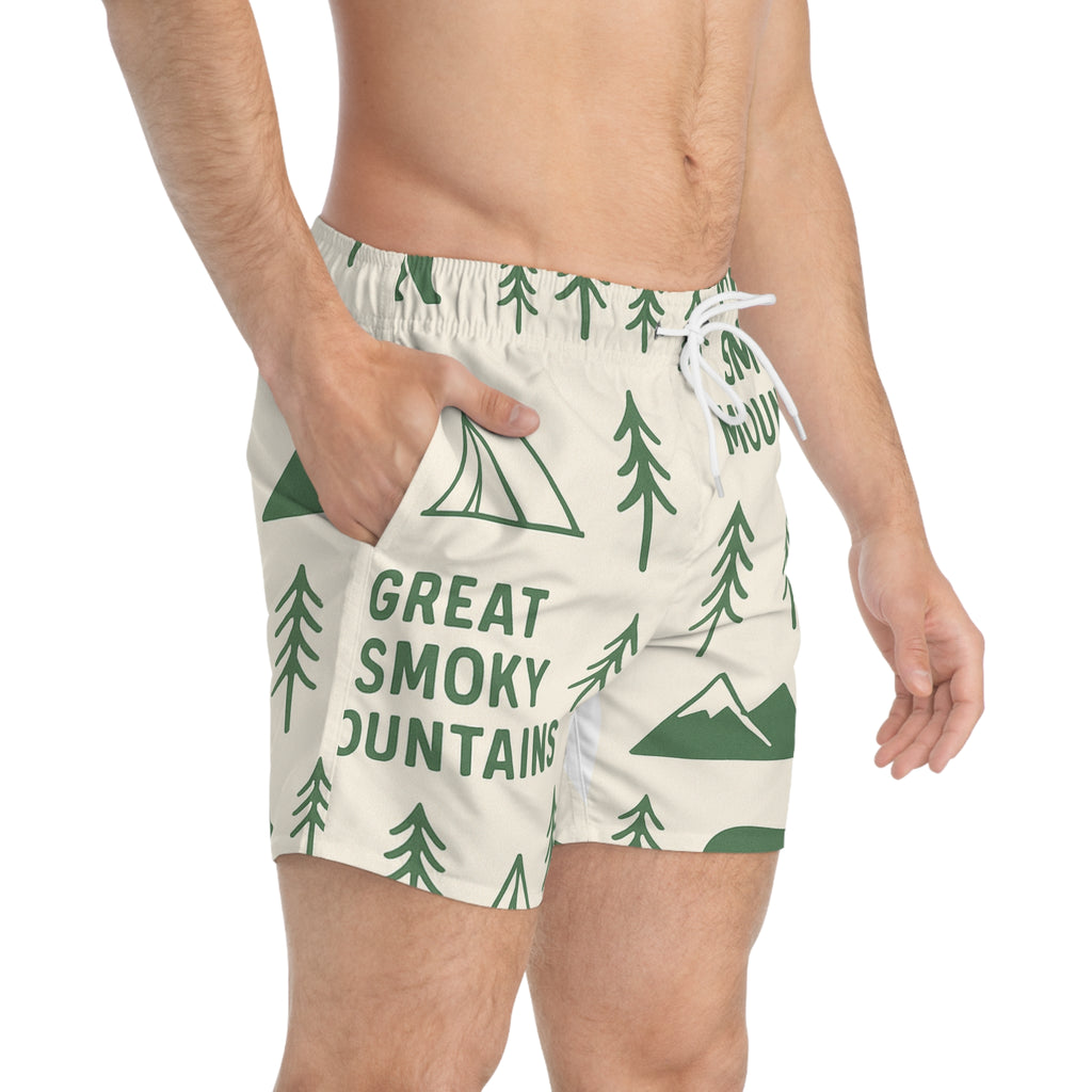 Great Smoky Mountains Swim Trunks, Outdoor Swimwear, Summer Beach Shorts, Gift for Nature Lovers, Camping & Hiking Trunks, Travel Essentials