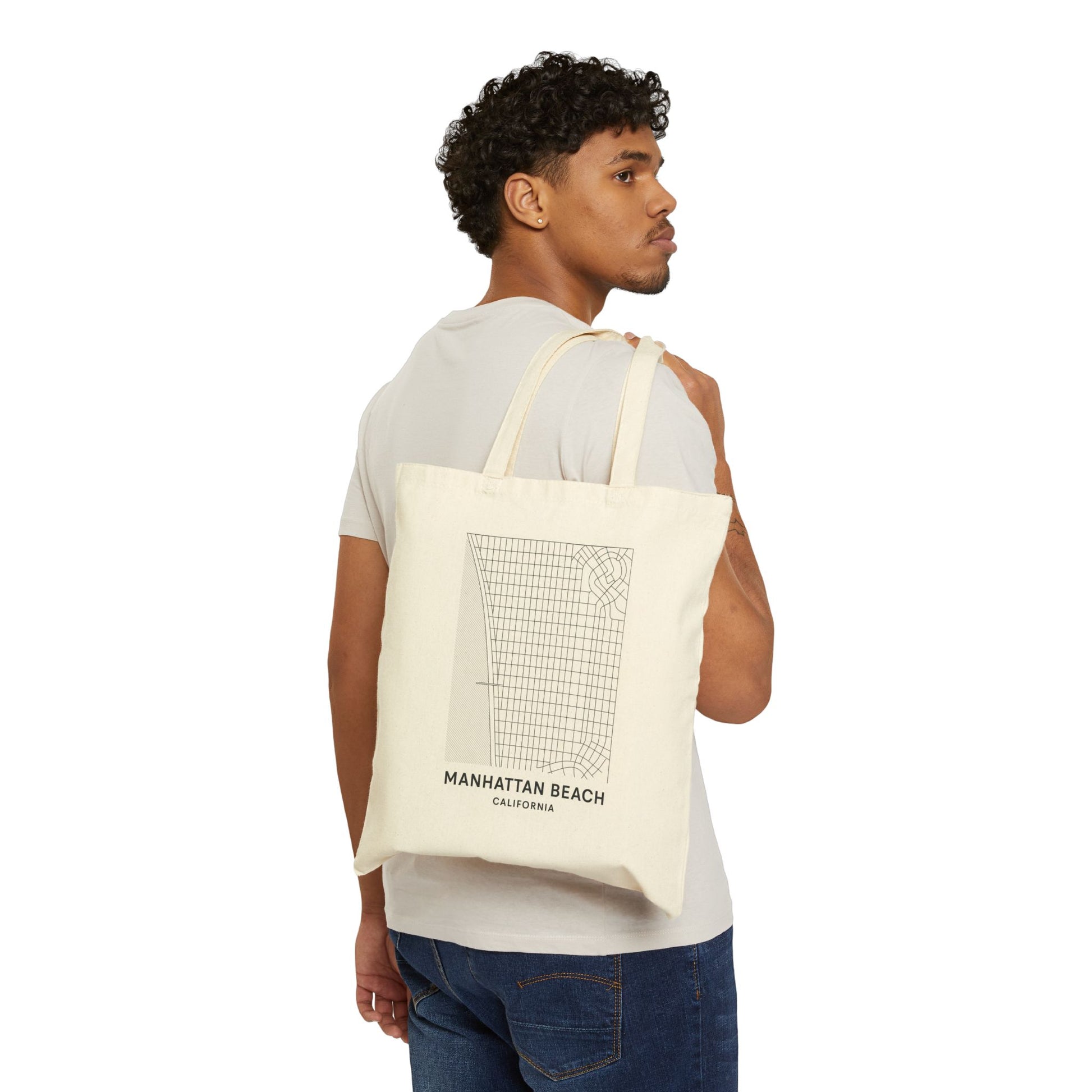 Manhattan Beach Canvas Tote Bag | Eco-Friendly, Beach Day Essential, Reusable Grocery Bag, Casual Everyday Use, Gift for Travelers