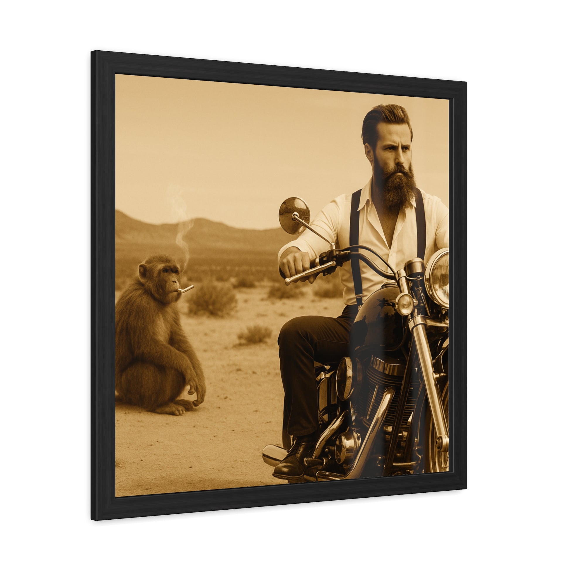 Vintage Motorcycle Poster, Animal Art, Home Decor, Gift for Bikers, Wall Art, Unique Framed Prints