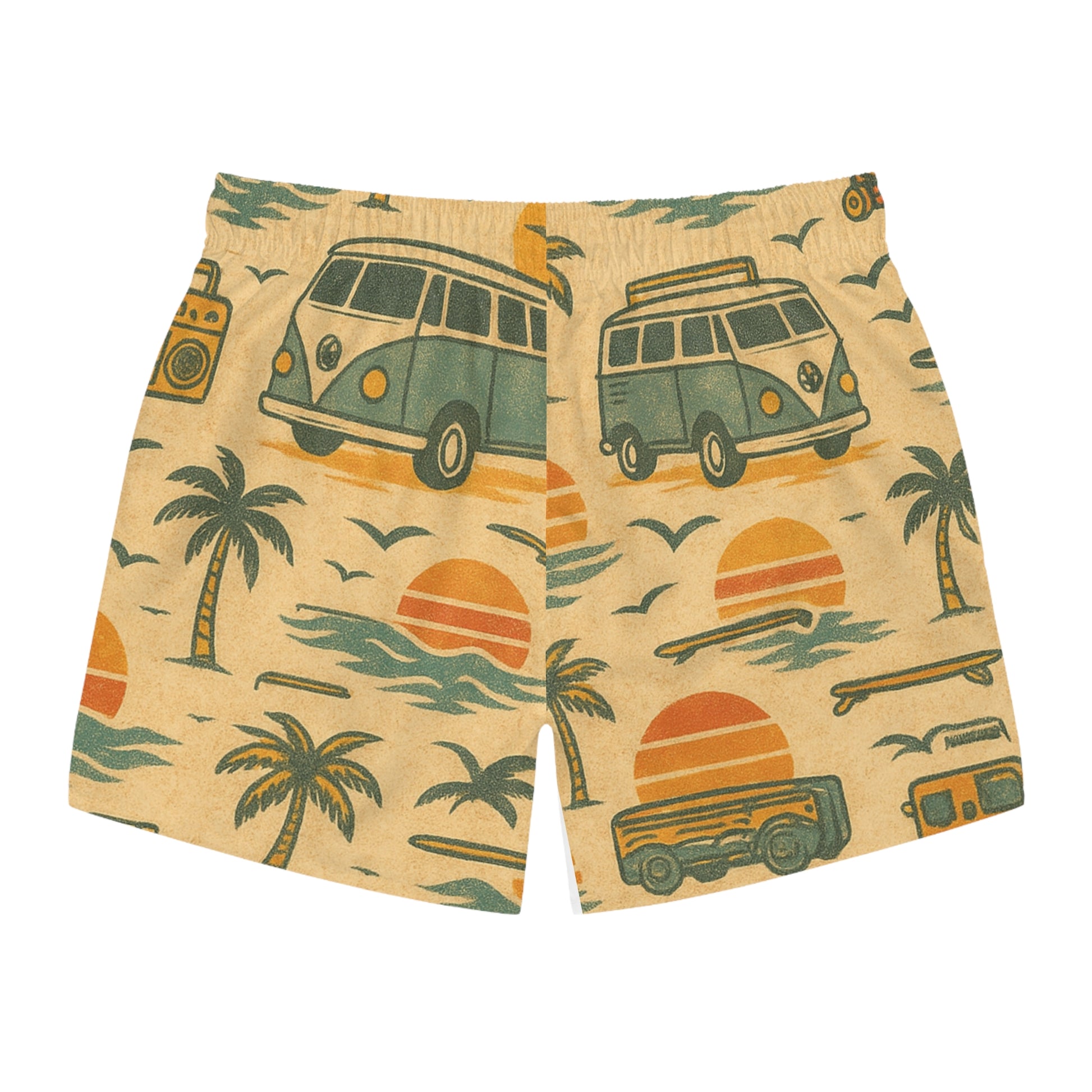 Vintage Surfing Swim Trunks - Beach Vibes, Summer Fun, Vacation Ready, Perfect for Pool Parties, Surf Lovers
