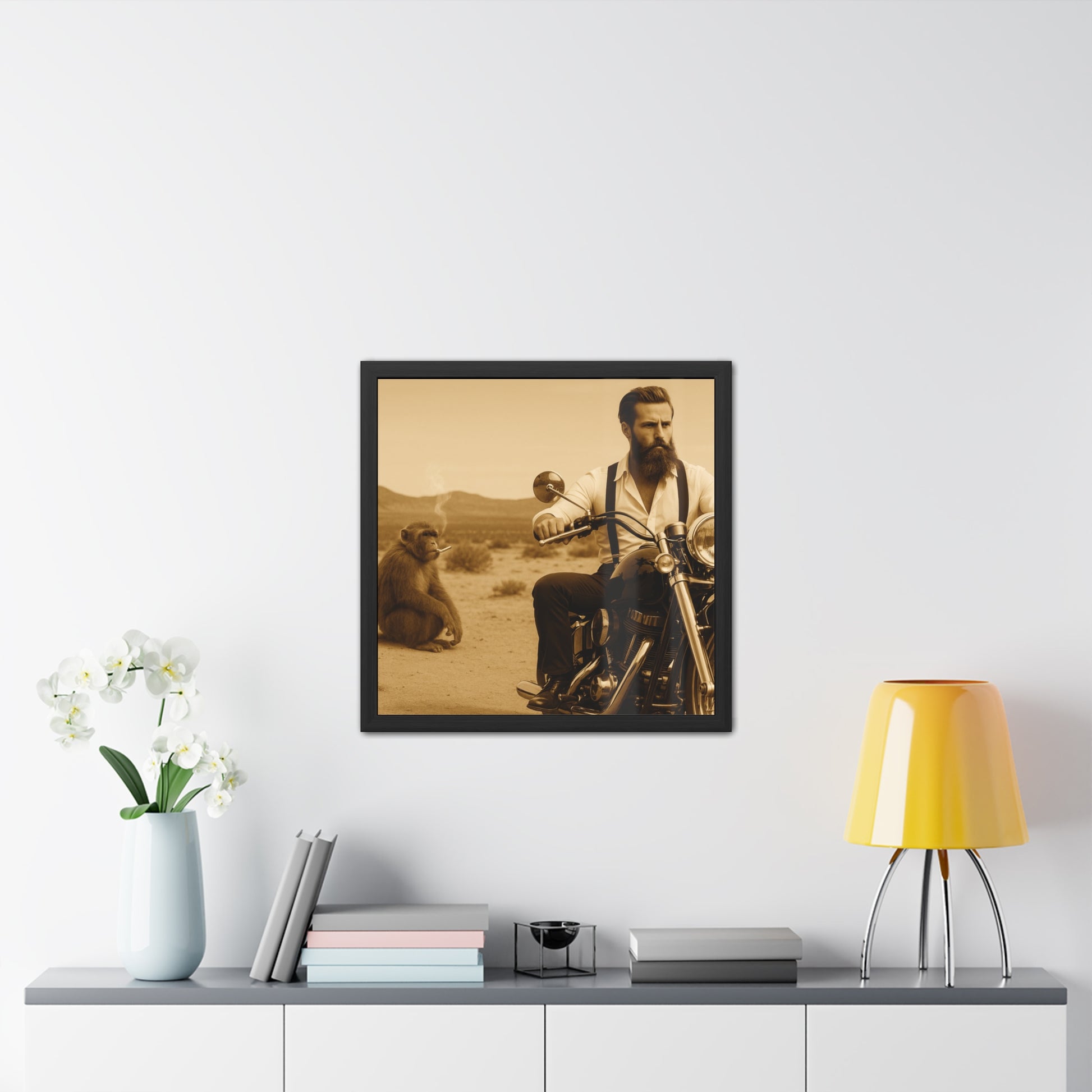 Vintage Motorcycle Poster, Animal Art, Home Decor, Gift for Bikers, Wall Art, Unique Framed Prints