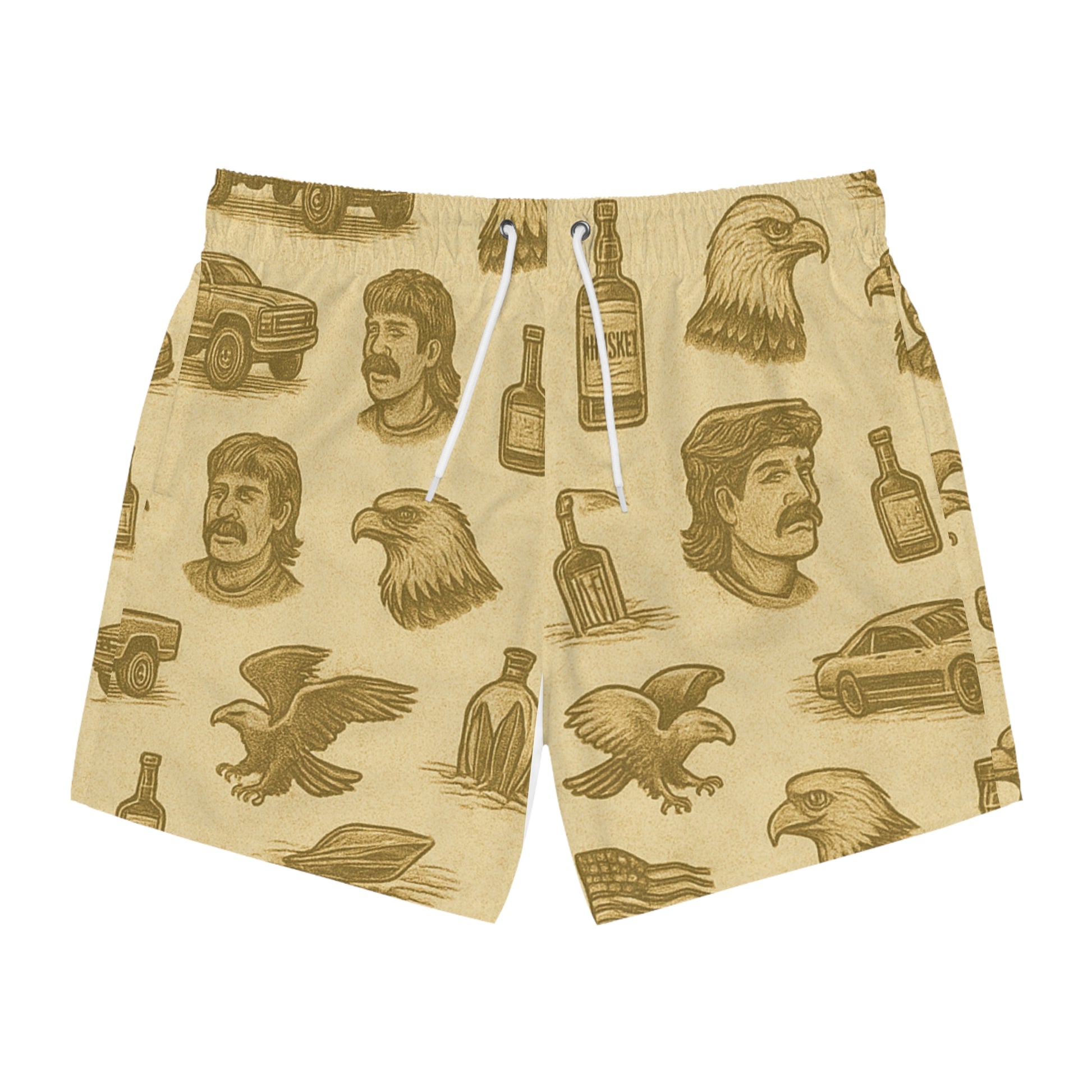 Patriotic Swim Trunks, Fun Beach Wear, Summer Pool Shorts, Men's Swimwear, Outdoor Adventure Trunks, Great for Vacation