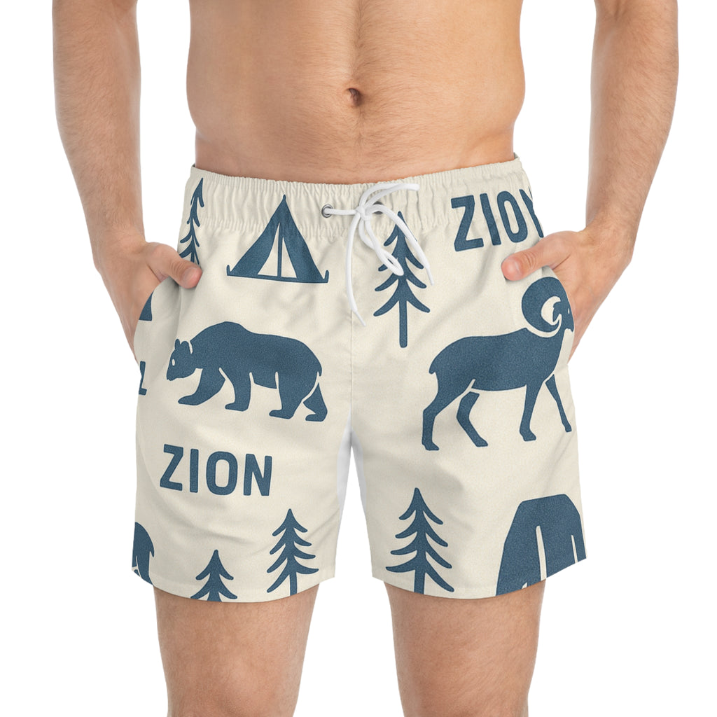 Zion National Park Swim Trunks, Adventure Shorts, Outdoor Swimwear, Summer Beach Wear, Fun Poolside Trunks, Nature-Inspired Swimwear