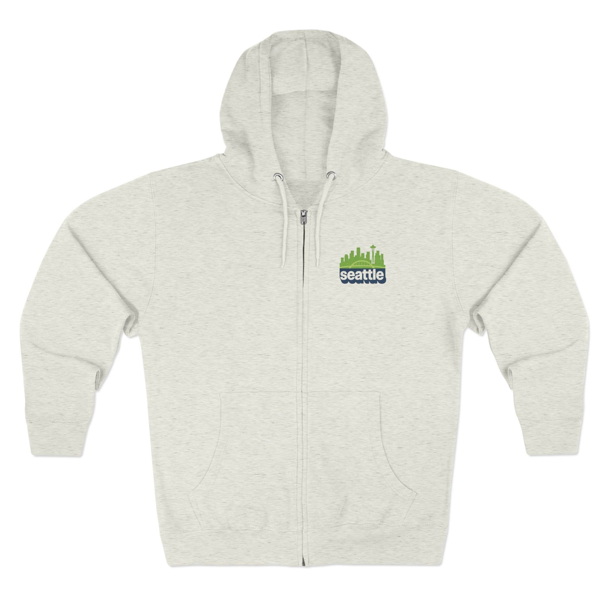 Seattle Unisex Zip Hoodie - Cozy Streetwear, Perfect for Gifting, Travel, Outdoor Adventures, Sports Events, Graphic Sweatshirt