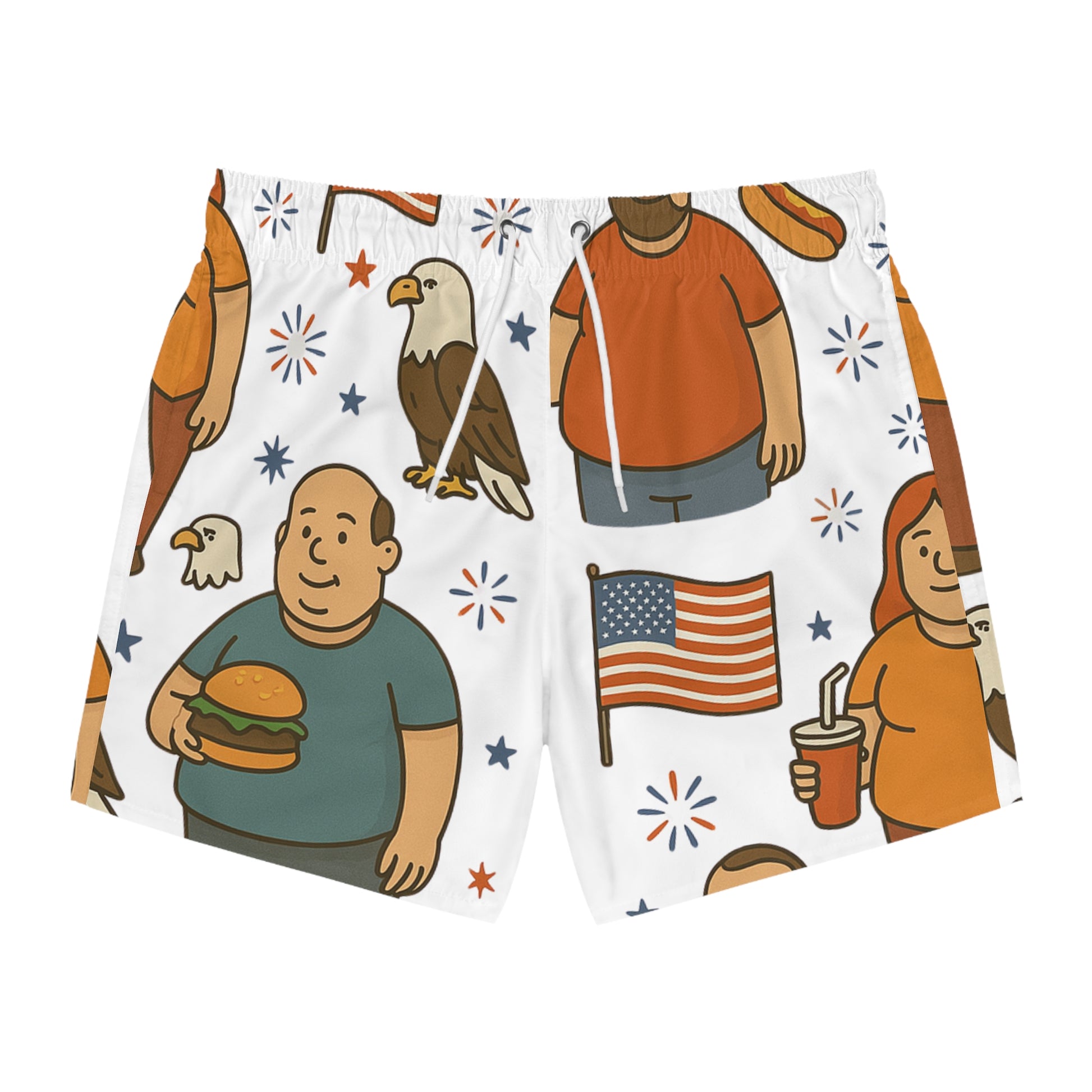 Patriotic Swim Trunks, Summer Beach Shorts, Independence Day Gift, Fun Poolside Attire, BBQ and Summer Celebration Gear