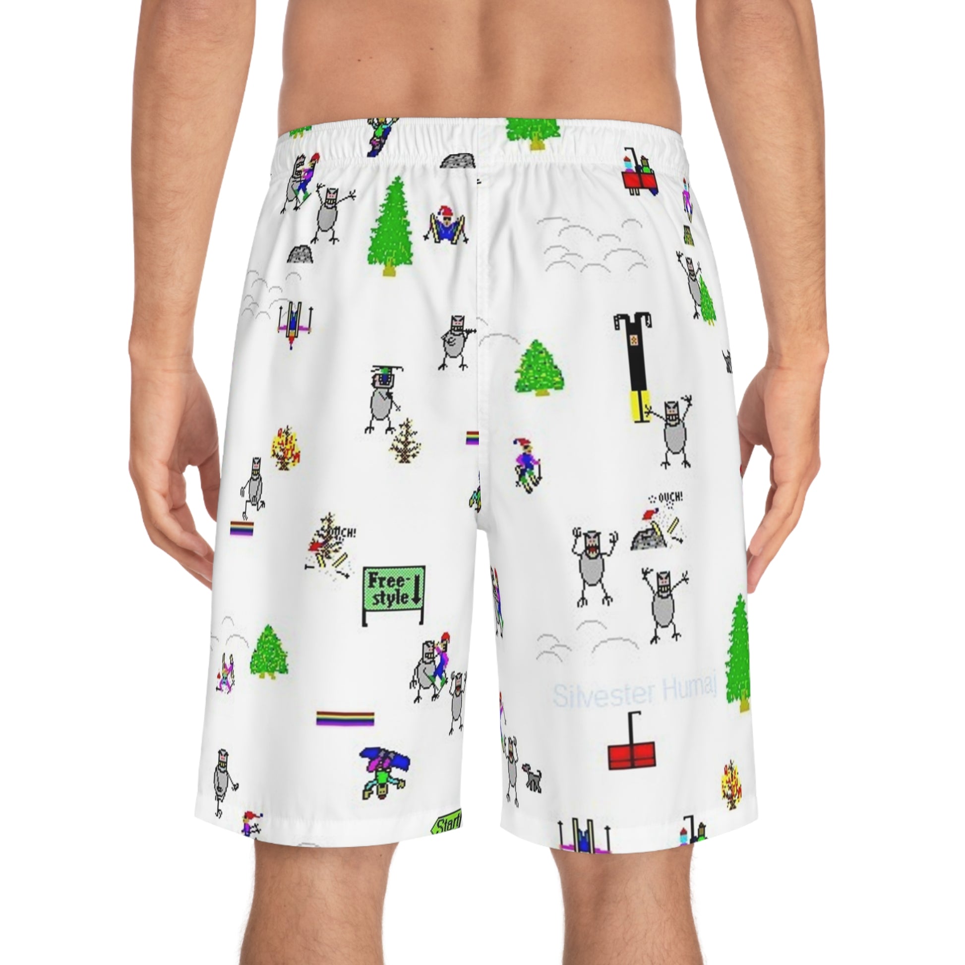 Men's Fun Graphic Board Shorts - Summer Swimwear, Beachwear, Vacation Outfit, Pool Party Essential, Active Lifestyle Gear