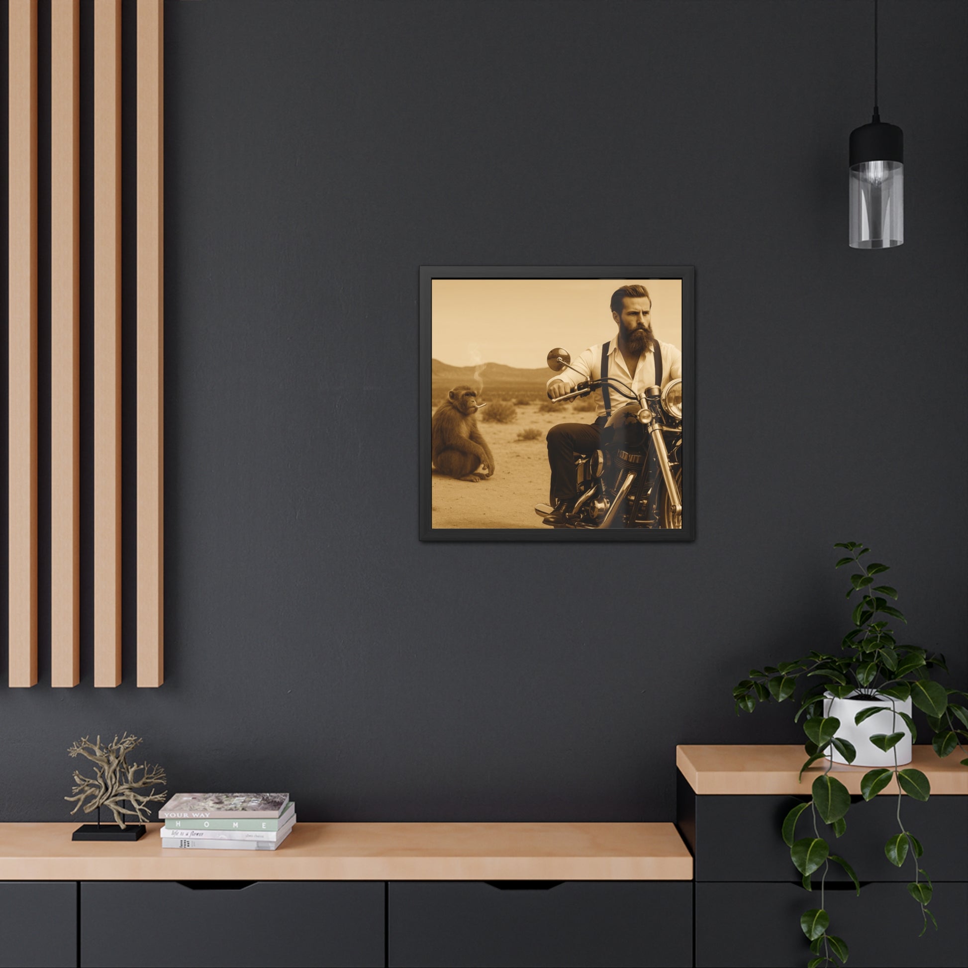 Vintage Motorcycle Poster, Animal Art, Home Decor, Gift for Bikers, Wall Art, Unique Framed Prints