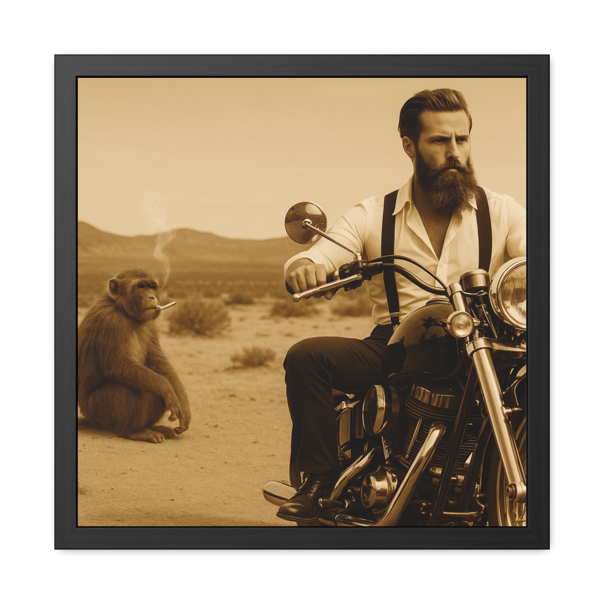 Vintage Motorcycle Poster, Animal Art, Home Decor, Gift for Bikers, Wall Art, Unique Framed Prints