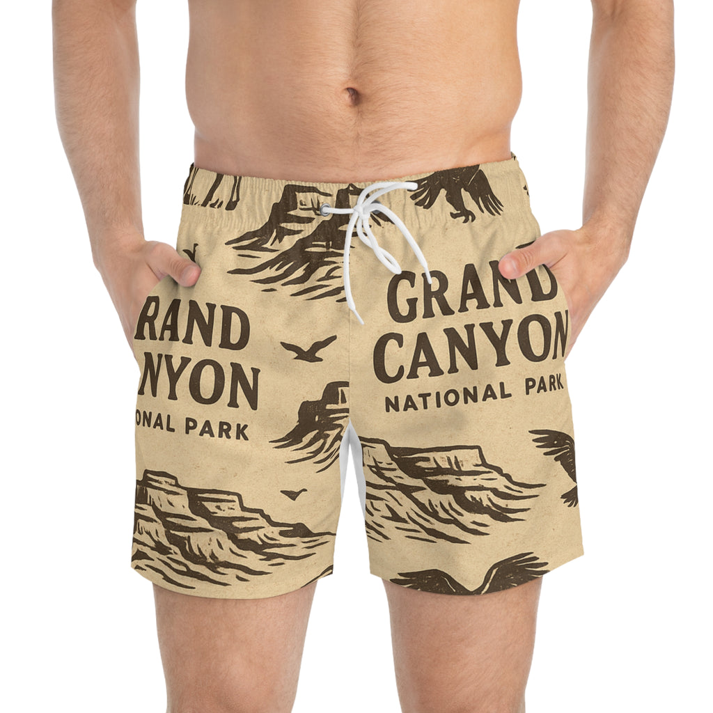 Grand Canyon Swim Trunks - Adventure Beach Shorts, Mens Summer Swimwear, National Park Gift, Travel Shorts, Nature-Inspired Beachwear