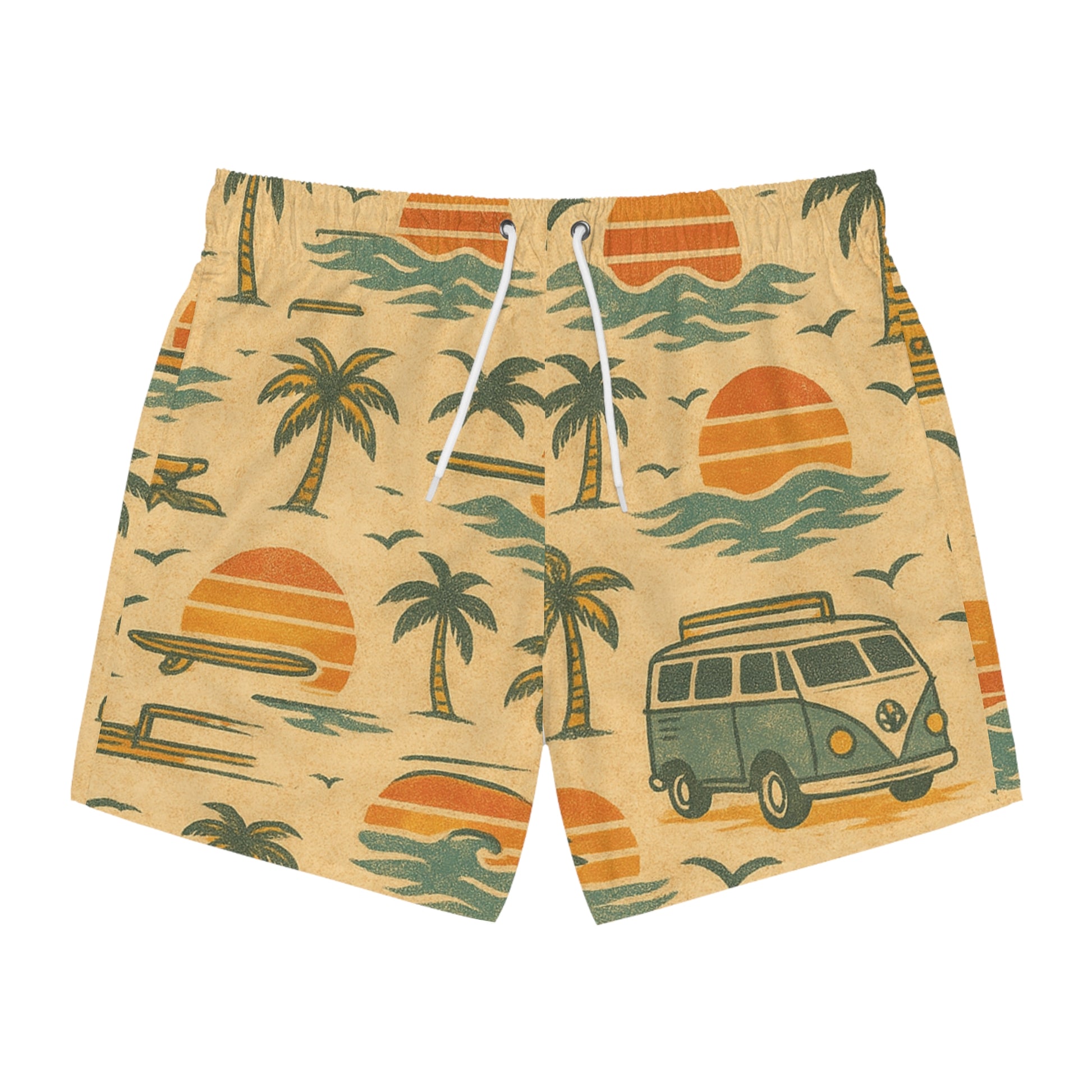 Vintage Surfing Swim Trunks - Beach Vibes, Summer Fun, Vacation Ready, Perfect for Pool Parties, Surf Lovers