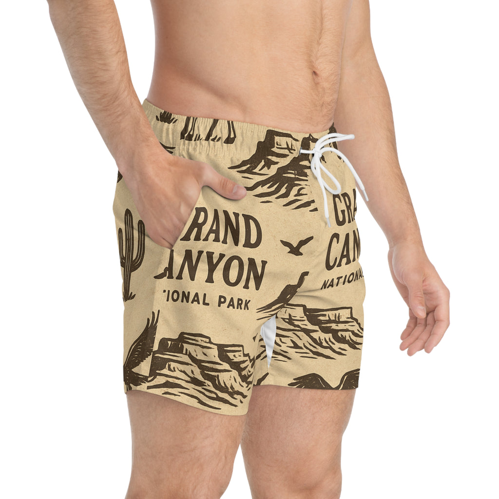 Grand Canyon Swim Trunks - Adventure Beach Shorts, Mens Summer Swimwear, National Park Gift, Travel Shorts, Nature-Inspired Beachwear