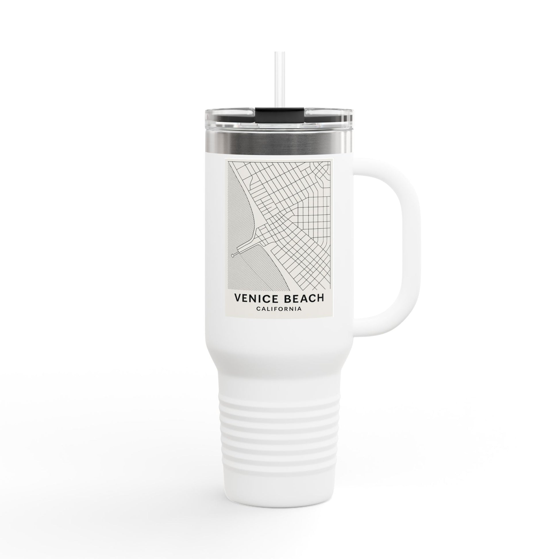 Venice Beach Insulated Travel Mug, 40oz – Perfect for Coffee Lovers, Travel Enthusiasts, Summer Adventures, Beach Days, Unique Gifts