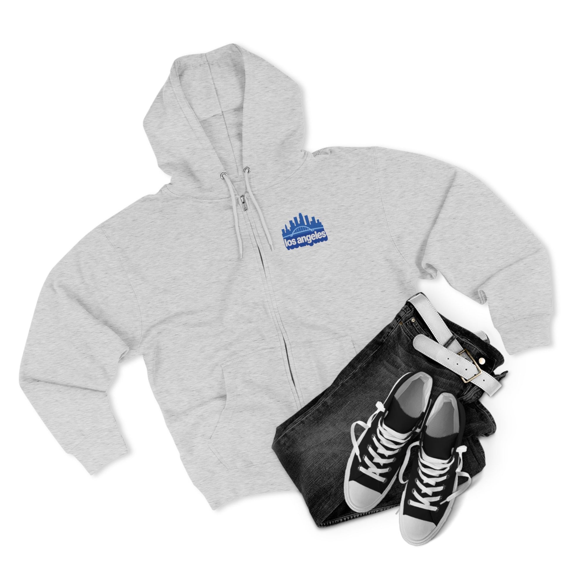 Los Angeles Skyline Unisex Zip Hoodie, Casual Streetwear, Travel Souvenir, Gift for Him or Her, Cozy Layering Piece