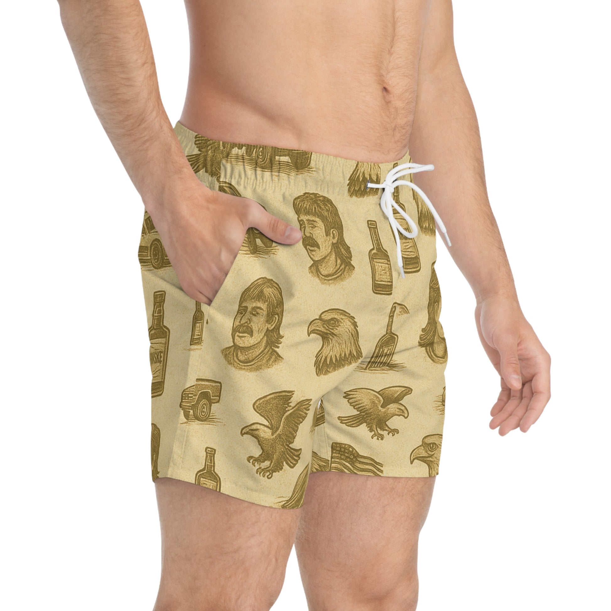 Patriotic Swim Trunks, Fun Beach Wear, Summer Pool Shorts, Men's Swimwear, Outdoor Adventure Trunks, Great for Vacation