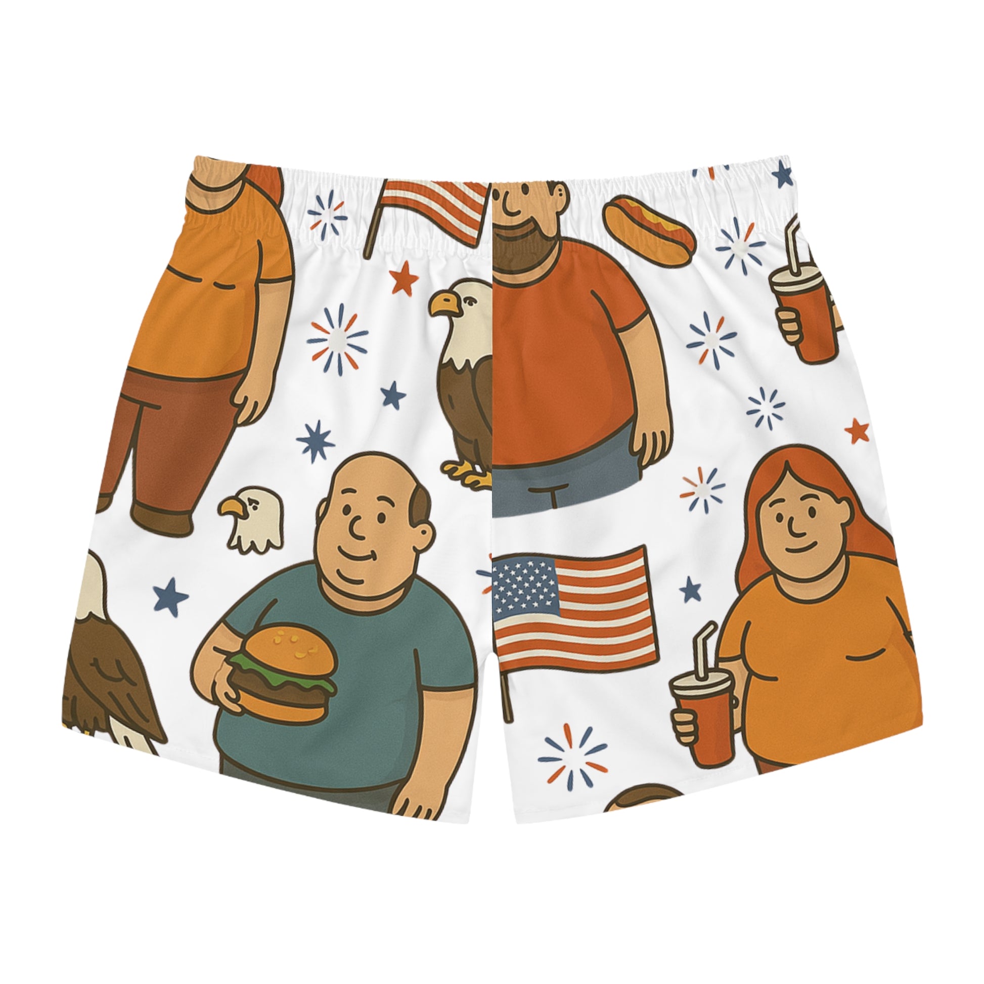 Patriotic Swim Trunks, Summer Beach Shorts, Independence Day Gift, Fun Poolside Attire, BBQ and Summer Celebration Gear