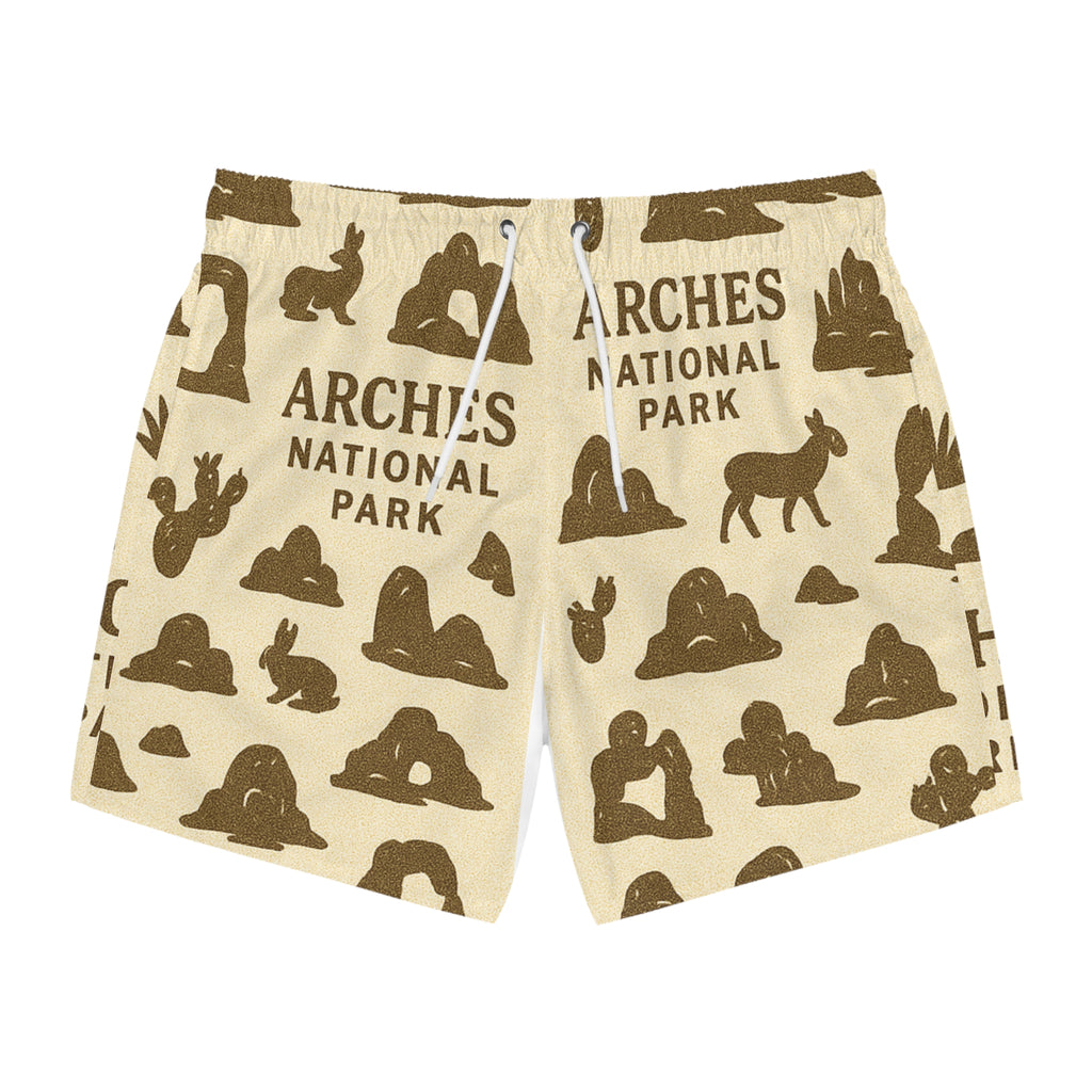 Arches National Park Swim Trunks - Nature-Inspired Beachwear, Summer Essentials, Vacation Swimwear, Graphic Trunks, Adventure Shorts